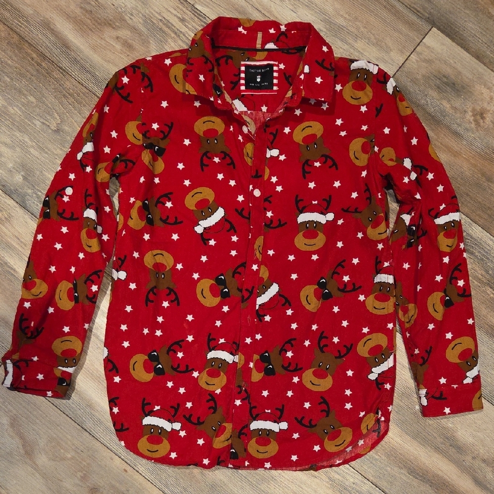 Cactus Red Reindeer Kids Shirt